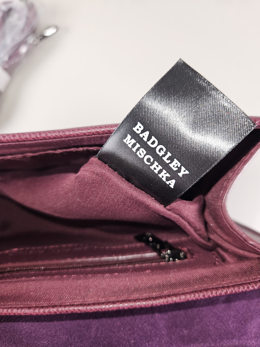 NWT Badgley Mischka Crossbody With Big Chain Plum Studs In The Cover W Letter Lk - Picture 16 of 16